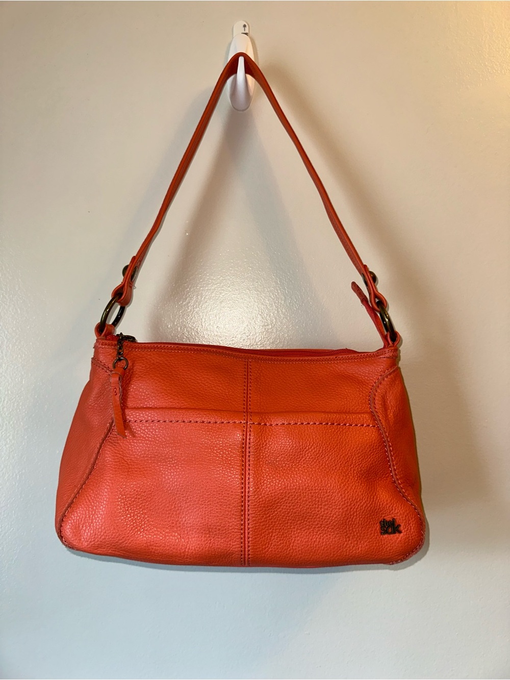 The Sak Orange Pebbled Leather Shoulder Bag